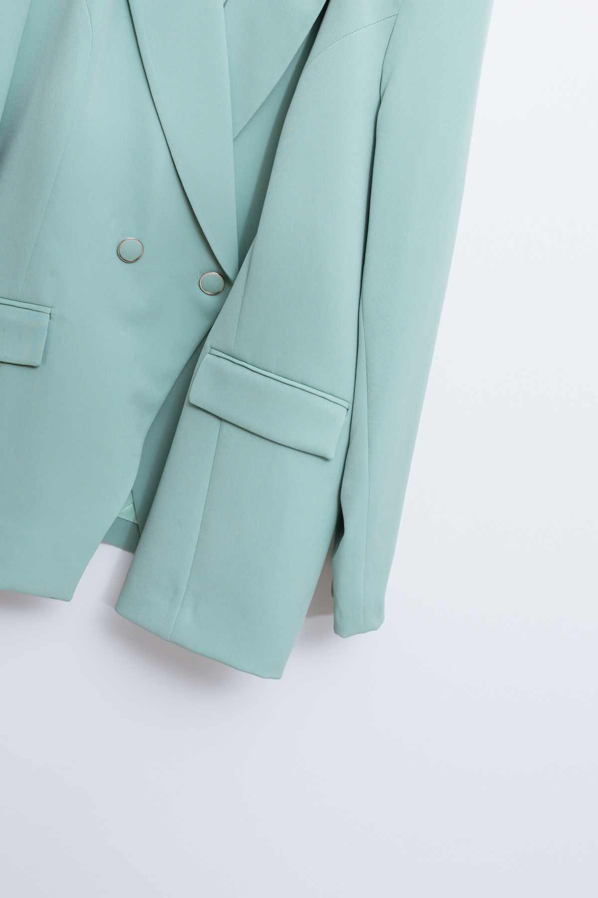 Women's Mint Green Single Button Plus Size Jacket
