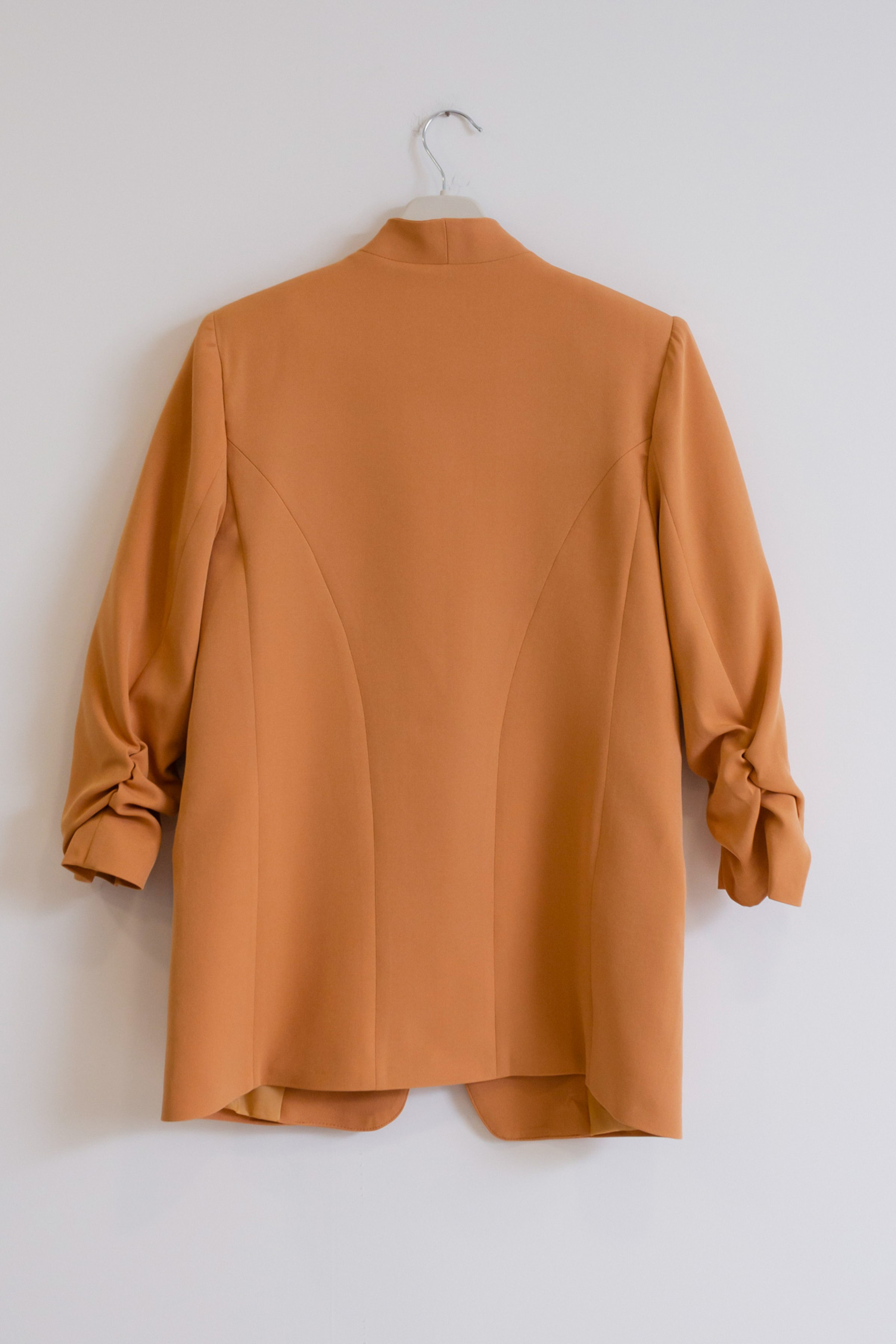 Women's Orange Gathered Sleeves Jacket - 21Y057121R20