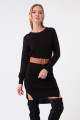 Women's Black Slit Knitwear Dress