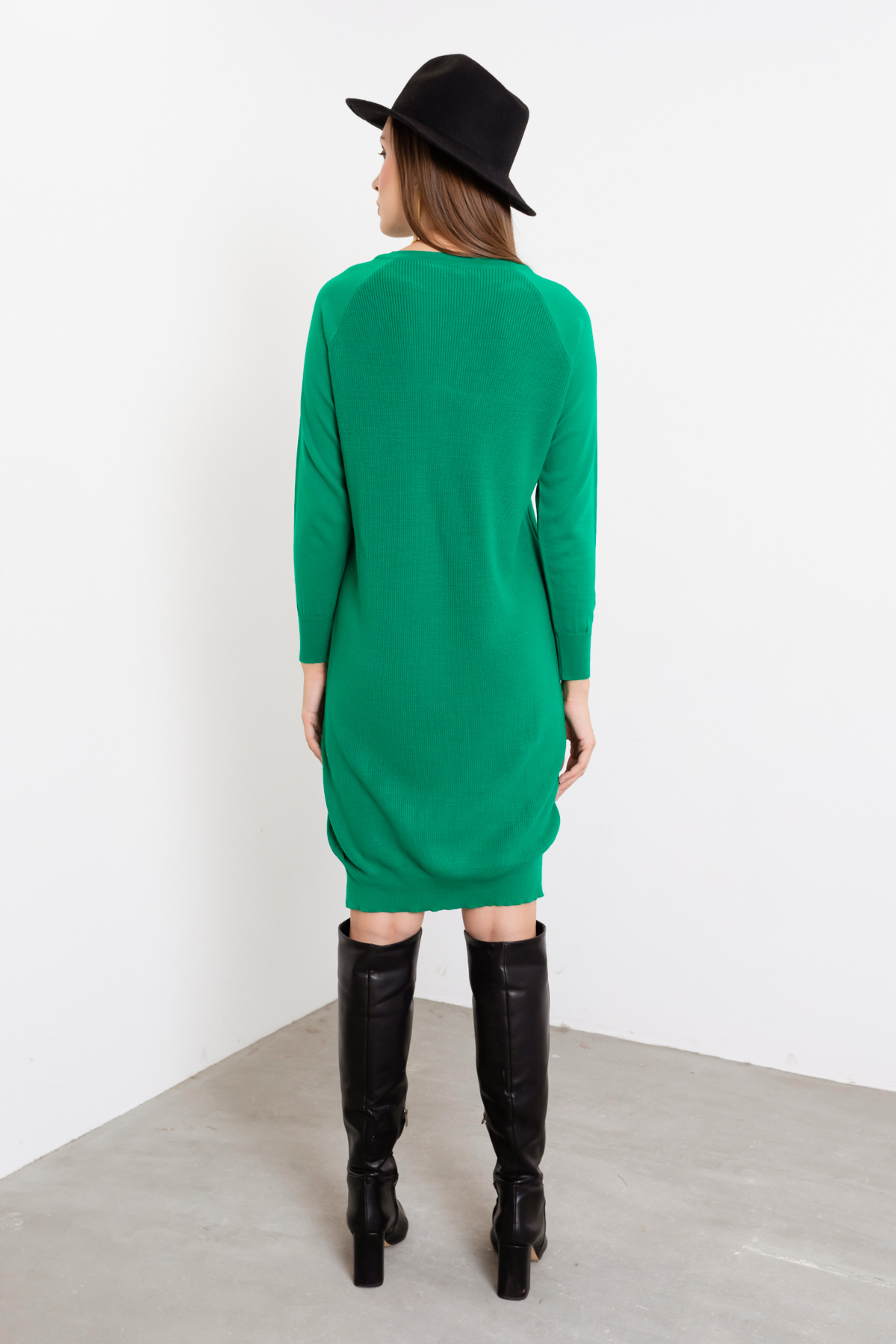 Women's Green Slit Knitwear Dress