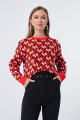 Women's Red Patterned Sweater