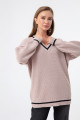 Women's Beige Collar Striped Detailed Sweater