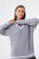 Women's Gray Collar Line Detailed Sweater