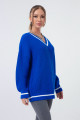 Women's Blue Collar Striped Detailed Sweater