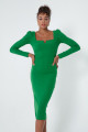 Women's Green Slit Knitted Dress