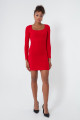 Women's Red Long Sleeve Knitted Dress