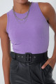 Women's Lilac Strap Knitted Blouse