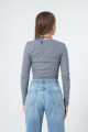 Women's Gray Long Sleeve Knitted Crop