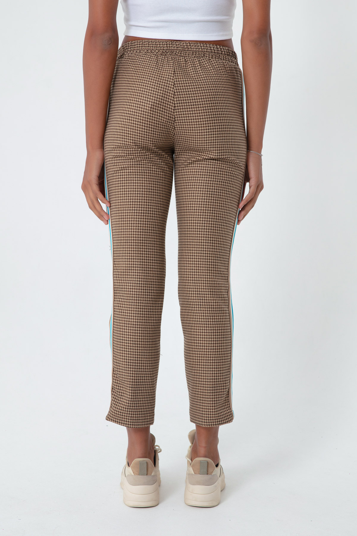 Women's Beige Crowbar Patterned Trousers