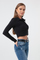 Women's Black Button Knitted Blouse