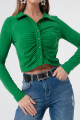 Women's Green Button Knitted Blouse