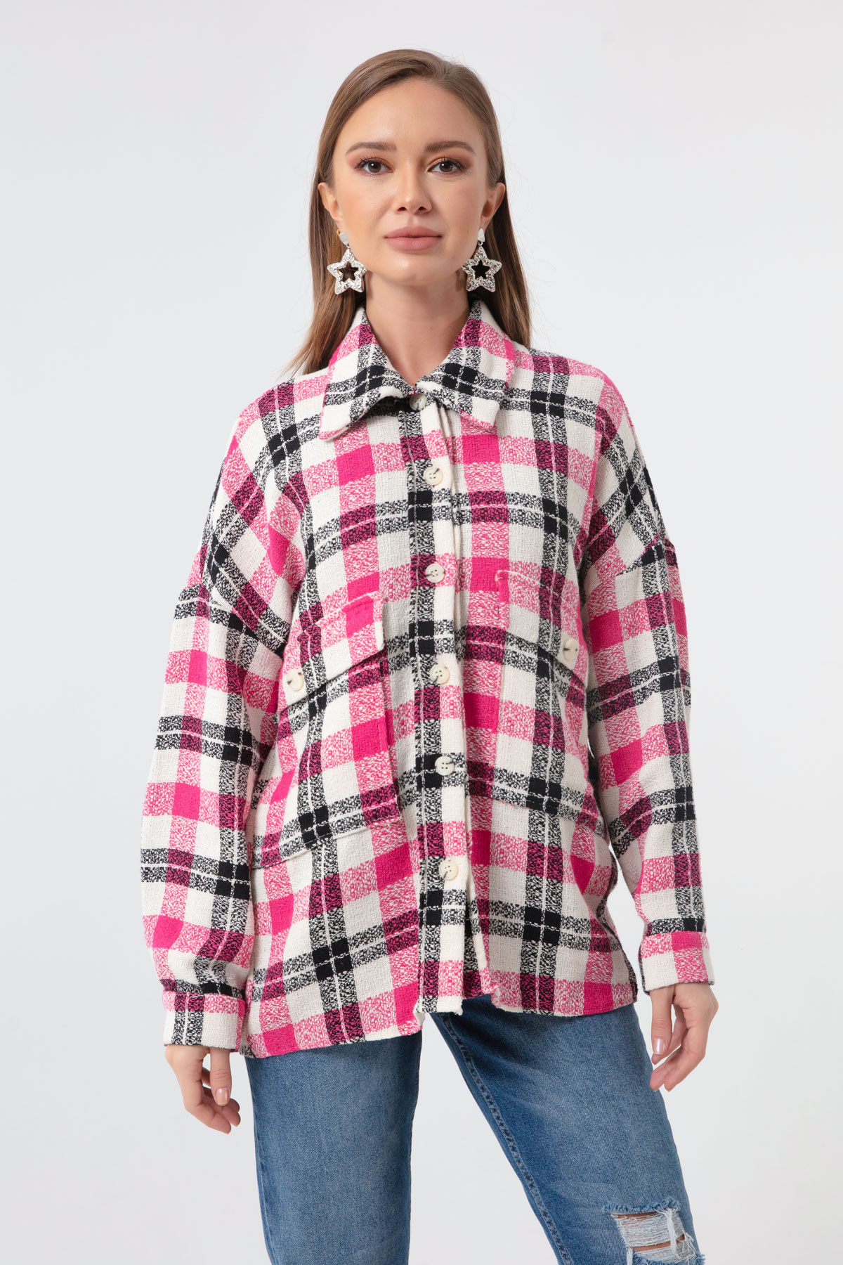 Women's Fuchsia Plaid Shirt