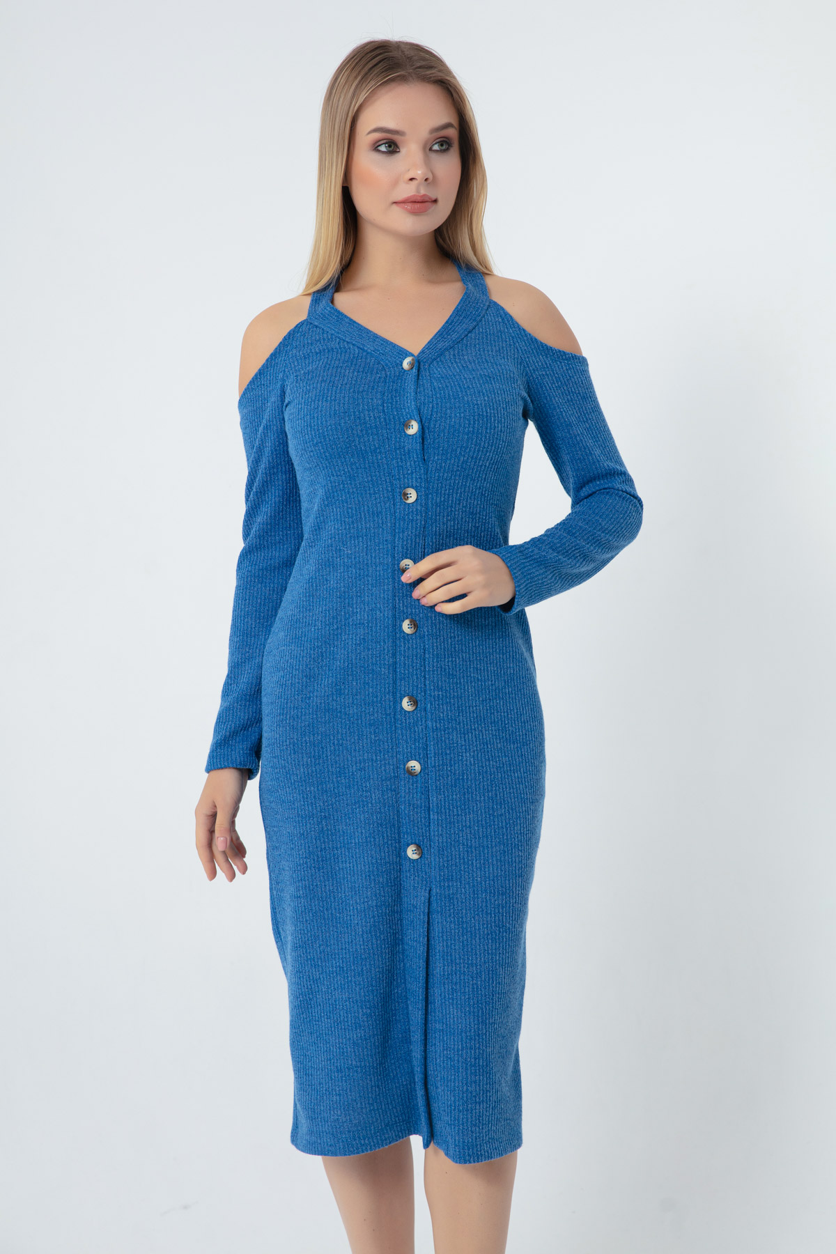 Women's Blue Knitted Dress