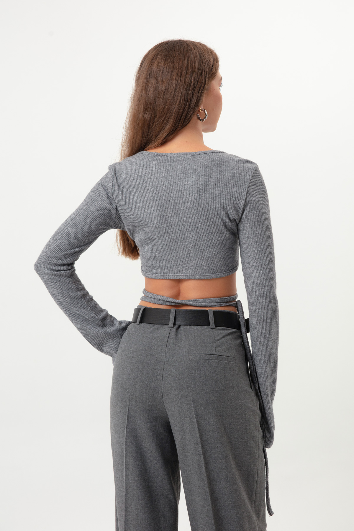 Women's Anthracite Knitted Crop