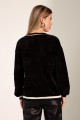 Women's Black Stone Printed Knitted Blouse