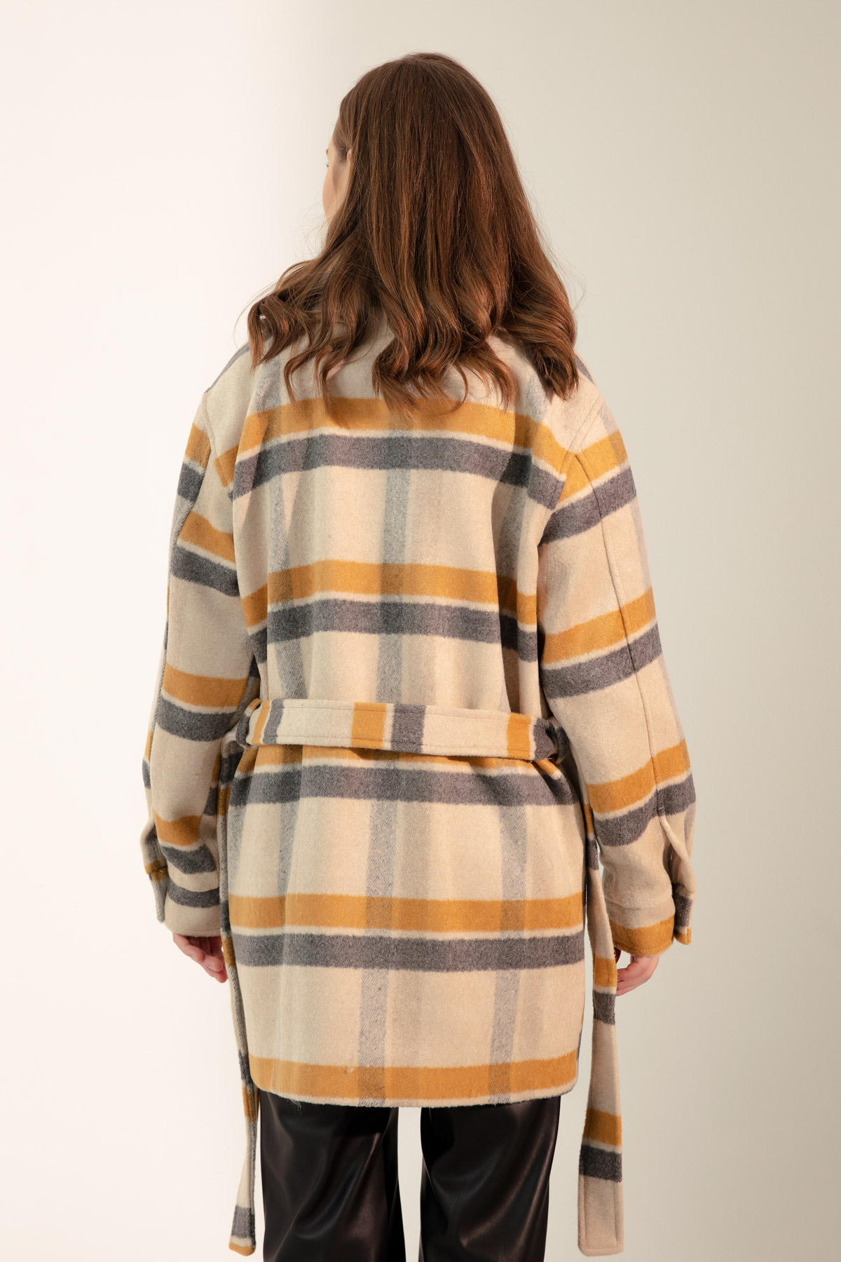 Women's Mustard Plaid Coat