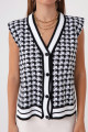 Women's Black Crowbar Patterned Vest