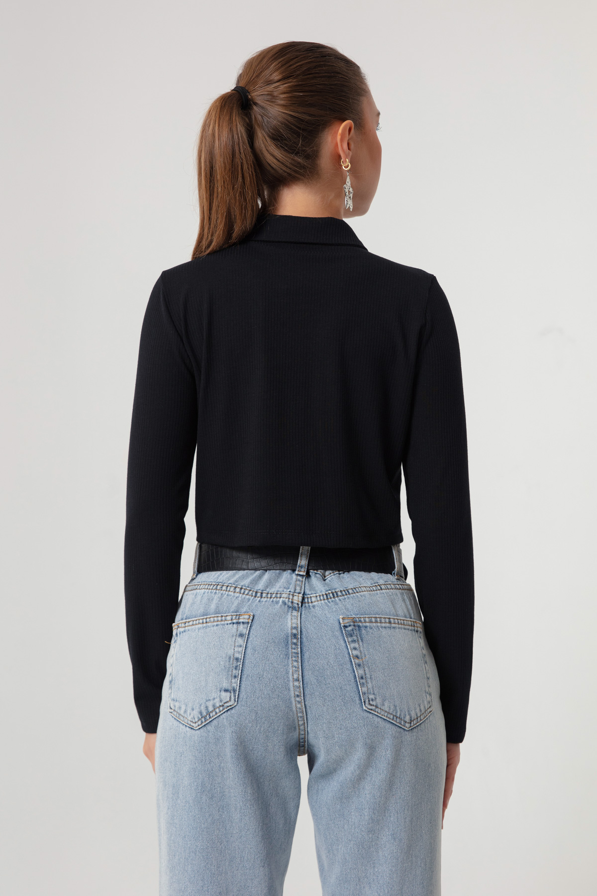 Women's Black Button Knitted Blouse