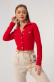 Women's Red Button Knitted Blouse