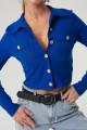 Women's Sax Button Knitted Blouse