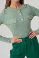 Women's Mint Green Pocket Detailed Knitted Blouse