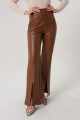 Women's Tan Slit Leather Pants