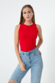 Women's Red Strap Knitted Blouse