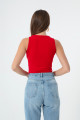 Women's Red Strap Knitted Blouse