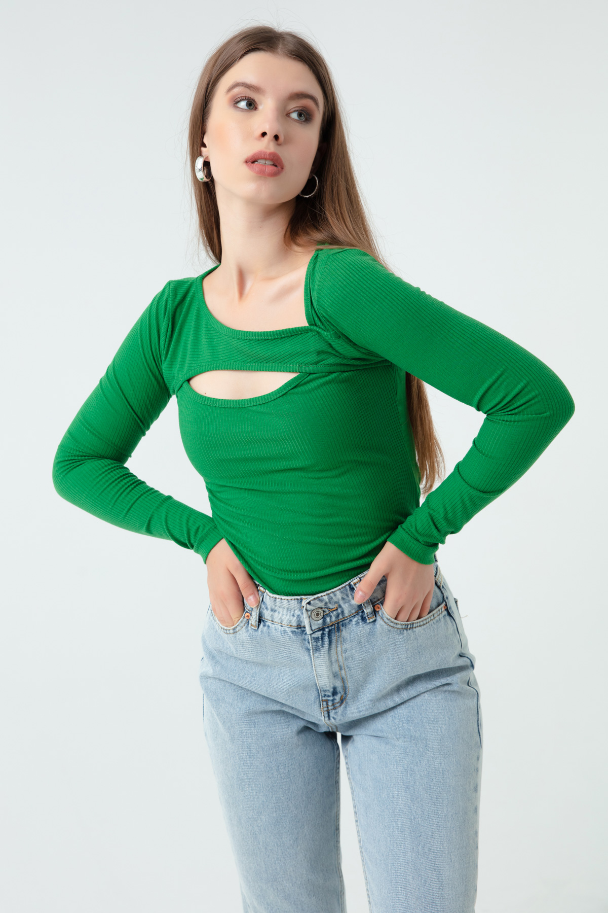 Women Green Knitted Blouse