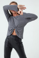 Women's Gray Accessory Detailed Knitted Sweater