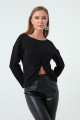 Women's Black Accessory Detailed Knitted Sweater