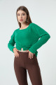 Women's Green Accessory Detailed Knitted Sweater