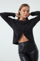 Women's Anthracite Accessory Detailed Knitted Sweater