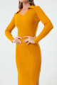 Women's Mustard Shirt Collar Knitwear Dress