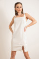 Women's White Slit Striped Dress