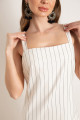 Women's White Slit Striped Dress