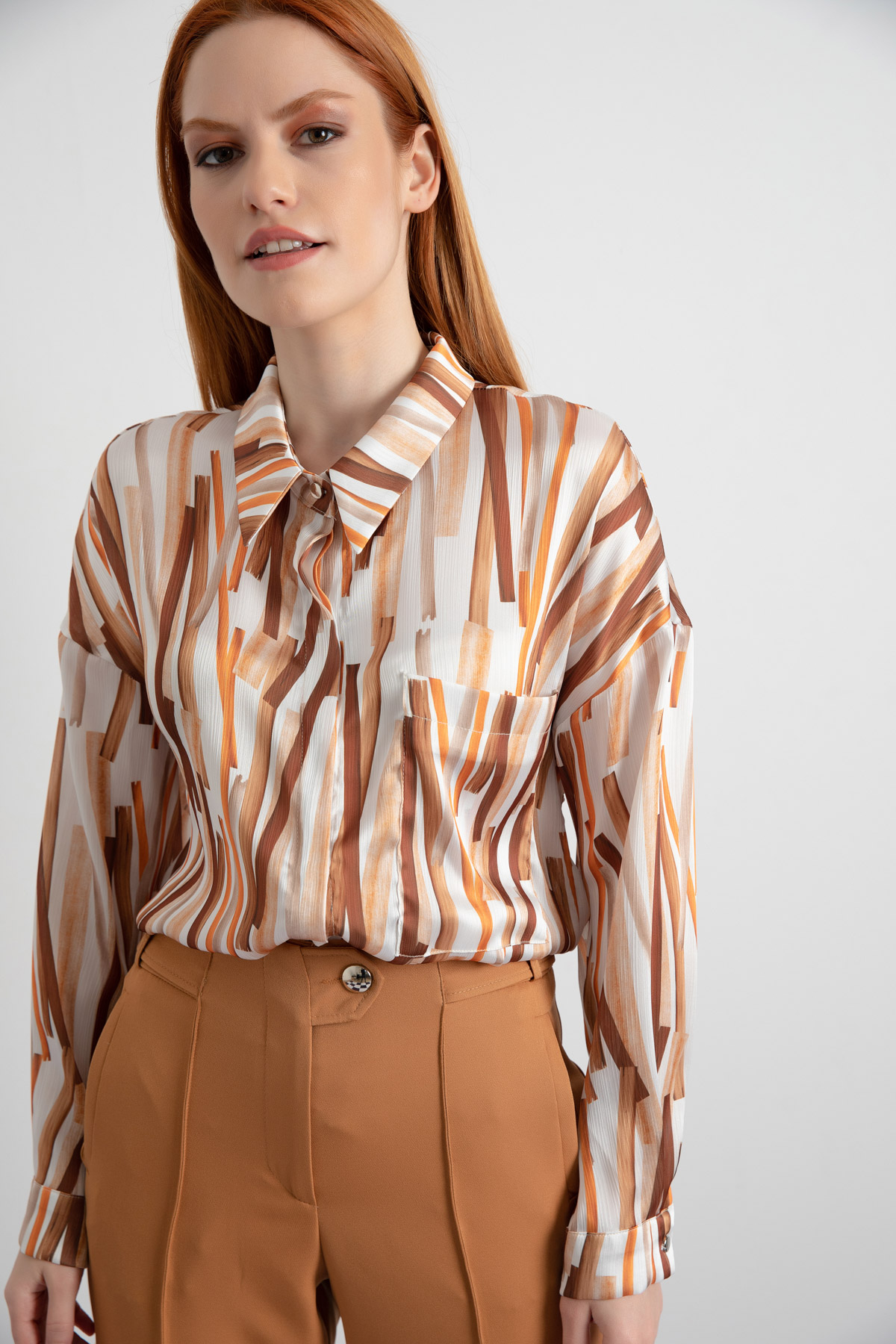 Women's Brown Patterned Shirt