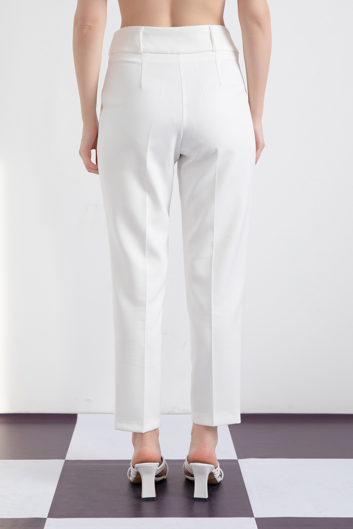 Women's White Button Detailed Trousers