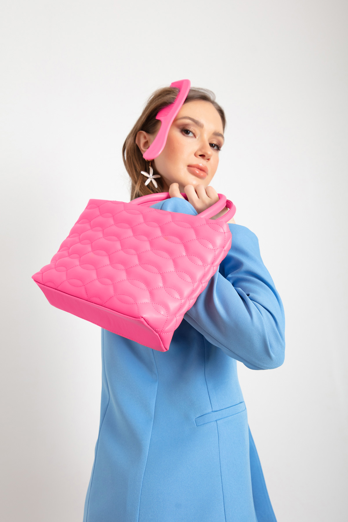 Women's Fuchsia Embroidered Hand-Shoulder Bag