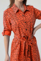 Women's Orange Patterned Shirt Dress