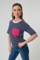 Women's Fuchsia Striped T-Shirt