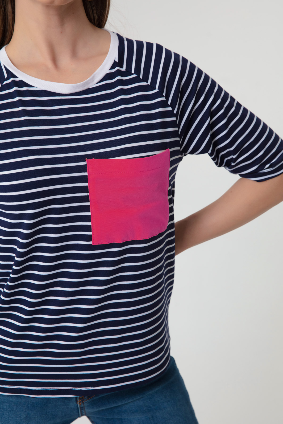 Women's Fuchsia Striped T-Shirt