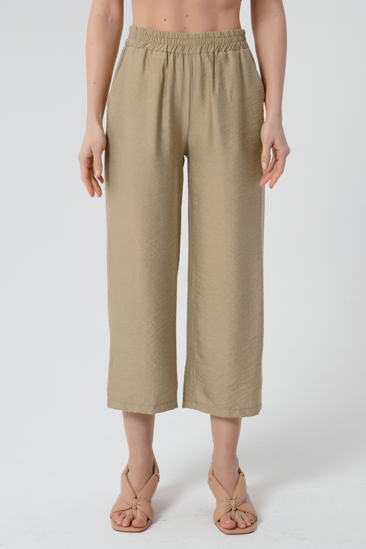 Women's Beige Linen Pants
