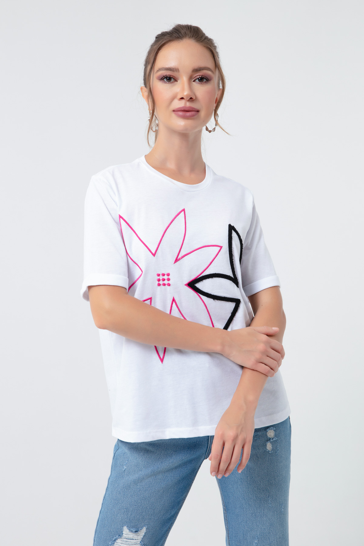 Women's Fuchsia Floral T-Shirt