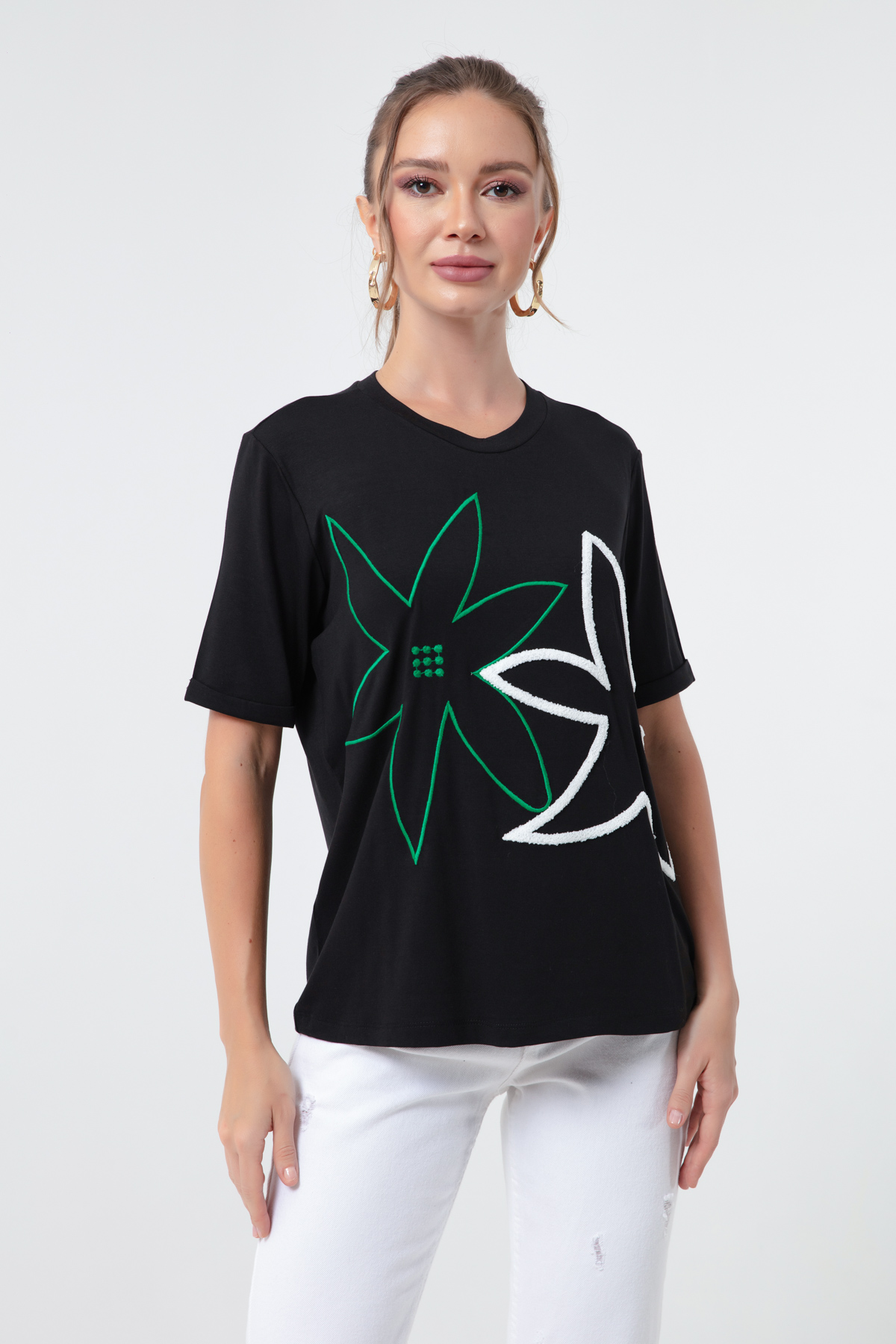 Women's Green Floral T-Shirt
