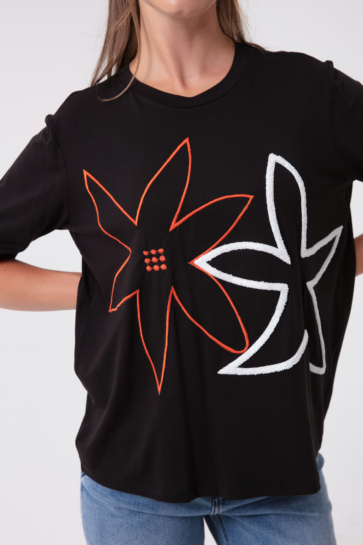 Women's Orange Floral T-Shirt