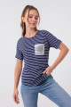 Women's Navy Blue Sequin Pocket T-Shirt