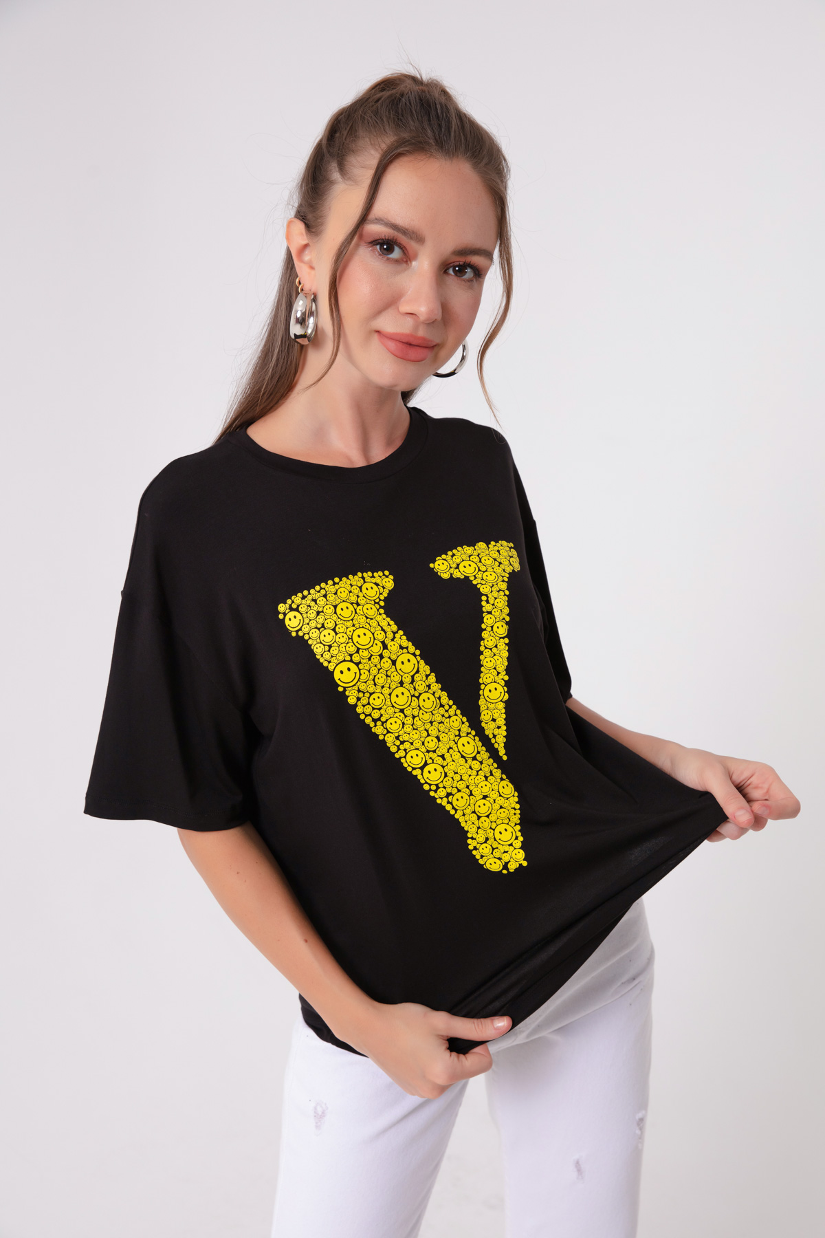 Women's Yellow Front Printed T-Shirt