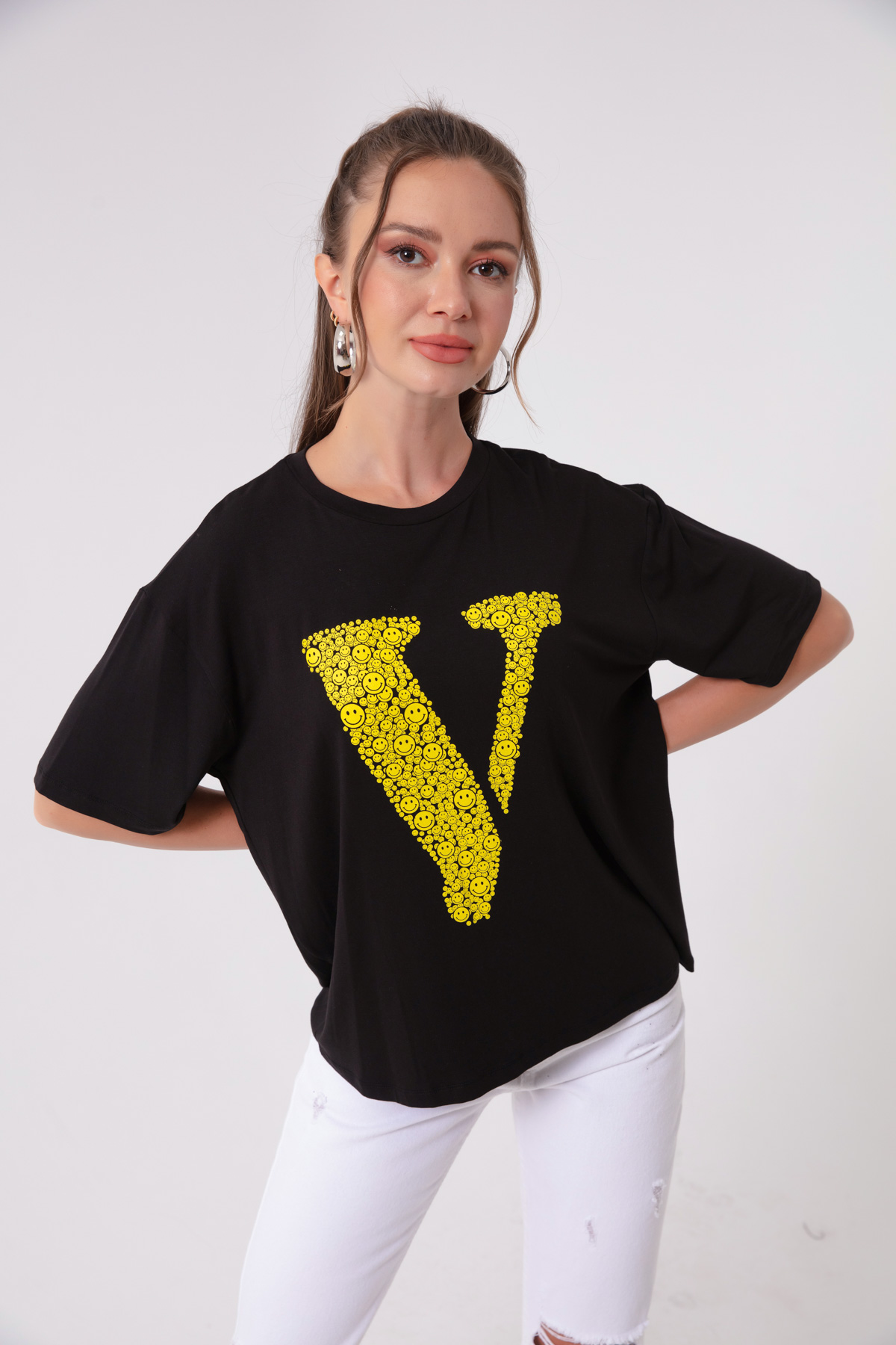 Women's Yellow Front Printed T-Shirt