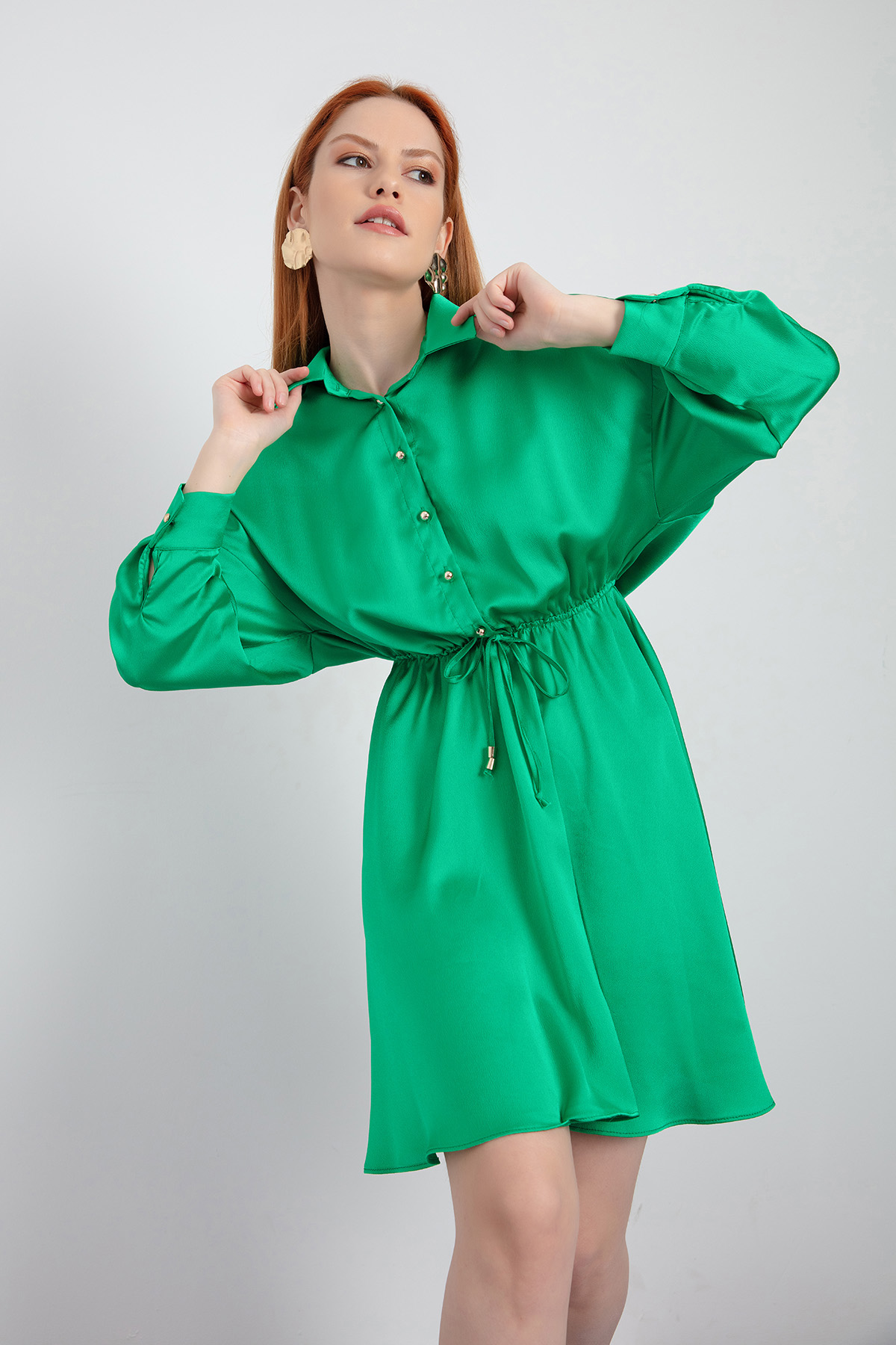 Women Green Shirt Dress